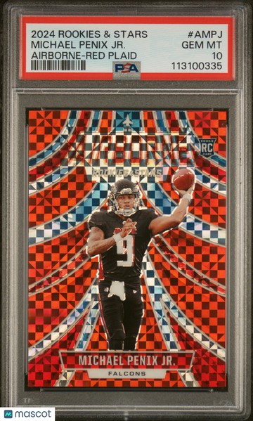 2024 Panini Rookies & Stars Airborne Michael Penix JR. #AMPJ Red Plaid PSA 10