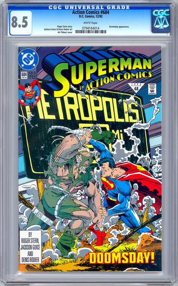 ACTION COMICS #684CGC 8.5 *DOOMSDAY BATTLES SUPERMAN* DEATH OF SUPERMAN 1992