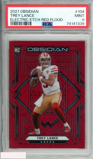 2021 PANINI OBSIDIAN TREY LANCE #104 ELECTRIC ETCH RED FLOOD 22 OF 26 RC PSA 9