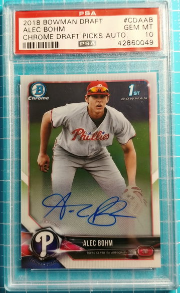 ALEC BOHM 2018 Bowman Draft Chrome Auto PSA 10