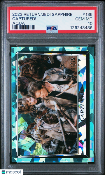 2023 Topps Chrome Sapphire Star Wars Return Of The Jedi Captured! #135 Aqua PSA 10