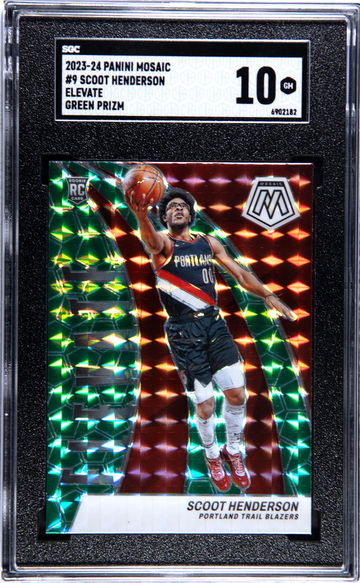2023 Panini Mosaic Elevate Green Prizm Scoot Henderson #9 RC SGC 10