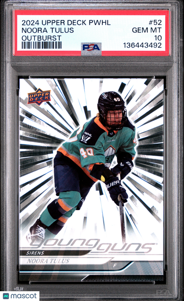 2024 Upper Deck Pwhl Noora Tulus #52 Outburst Silver Young Guns Rookie PSA 10