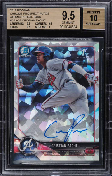 2018 Bowman Chrome Atomic Refractor Cristian Pache Rookie Auto /100 BGS 9.5