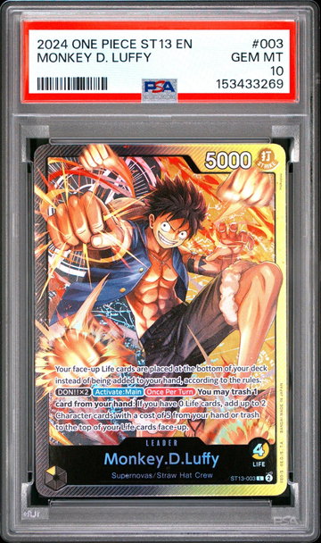 2024 One Piece Ultra Deck the Three Brothers Leader Monkey D. Luffy #ST13-003 PSA 10