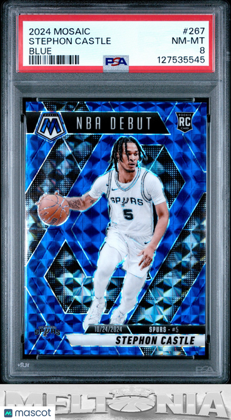 2024-25 Panini Mosaic Stephon Castle #267 Blue Mosaic RC PSA 8