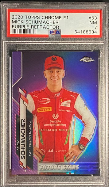 2020  Topps Chrome F1 Mick Schumacher Purple Refractor  /399Rookie RC F2 Formula 1 