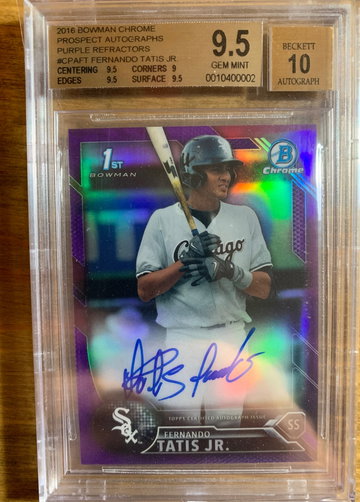 2016 Bowman Chrome Fernando Tatis Jr. Purple Refractor Auto BGS 9.5