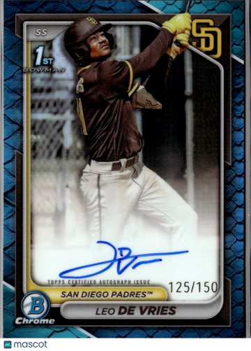 2024 Bowman Chrome Leo De Vries #CPA-LD Blue RayWave /150 1st Bowman