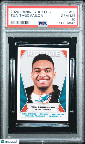 2020 Panini Stickers Tua Tagovailoa #59 PSA 10