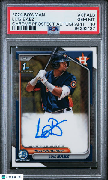 2024 Bowman Chrome Prospect Autographs Luis Baez #CPALB PSA 10