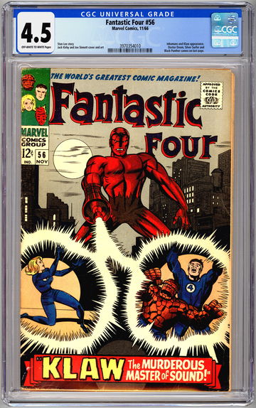 FANTASTIC FOUR #56 CGC 4.5 INHUMANS BLACK PANTHER DOCTOR DOOM APPS STAN LEE 1966