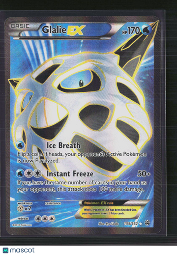 Pokemon Trading Card 2015 BREAKthrough Glalie EX Holo Rare FA SR #155/162