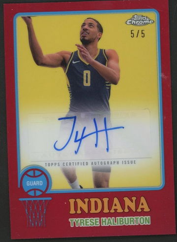 2024 Topps Chrome 1973 Topps Autograph Red Tyrese Haliburton #73TA-TH Auto /5