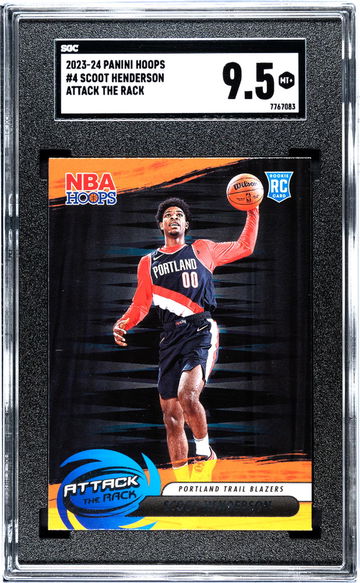 2023-24 Panini Hoops #4 Scoot Henderson Attack The Rack SGC 9.5