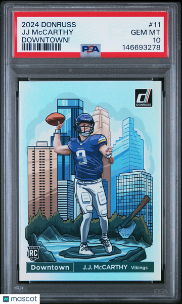 2024 Panini Donruss Downtown! JJ Mccarthy #11 PSA 10