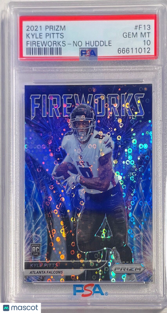 2021 Panini Prizm Fireworks Kyle Pitts #F13 No Huddle PSA 10