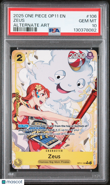 2025 One Piece Op11-A Fist Of Divine Speed Zeus Alternate Art PSA 10 #106