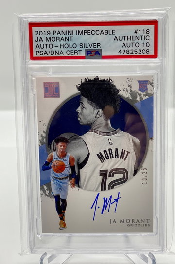 Ja Morant Impeccable Silver #/25 PSA Auth/10 Auto
