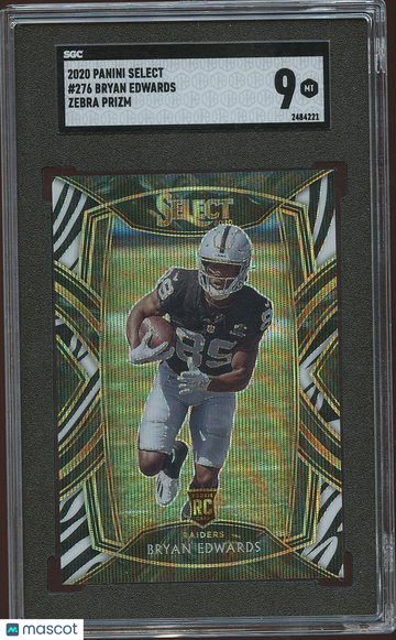 2020 Panini Select Bryan Edwards #276 Zebra Prizm Rookie SGC 9