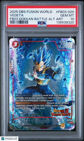 2025 Dragon Ball Super Card Game Fusion World New Adventure Vegeta Fb03 Dokkan Battle Alt Art PSA 10 #FB03-020