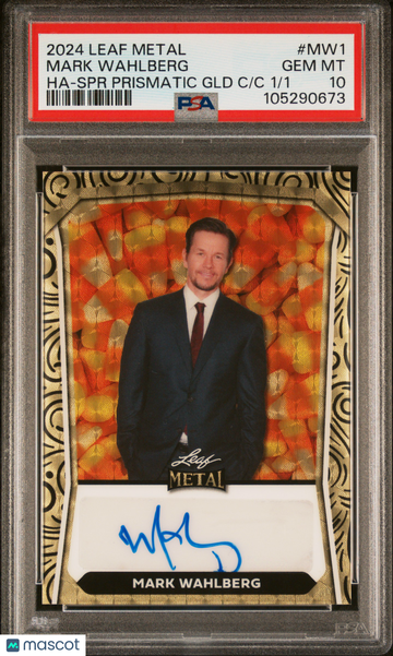 2024 Leaf Metal Halloween Exclusive Autograph Mark Wahlberg #MW1 SPR Prismatic GLD /1 PSA 10