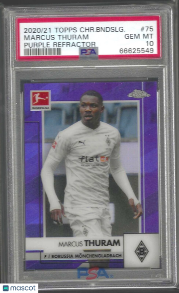 2020 Topps Chrome Bundesliga Marcus Thuram #75 Purple Refractor PSA 10