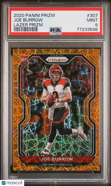 2020 Panini Prizm #307 Joe Burrow - Lazer Prizm Rookie | PSA 9