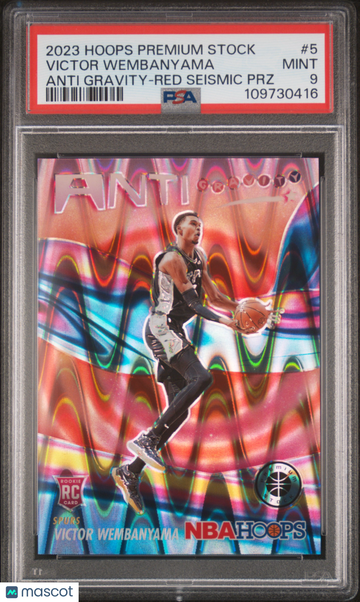 2023 Panini Hoops Premium Stock Anti Gravity Victor Wembanyama #5 Red Seismic PRZ PSA 9