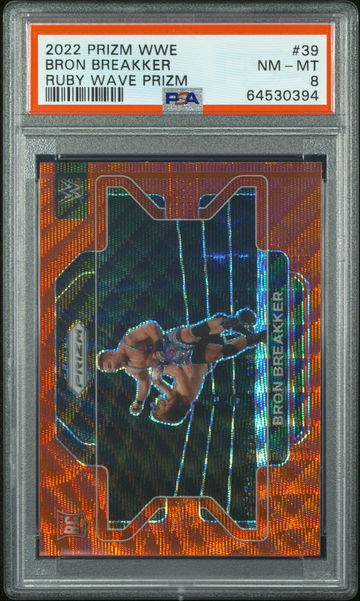 2022 Panini Ruby Wave Prizm WWE Wrestling #39 Bron Breakker RC Rookie PSA 8