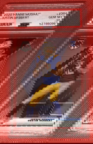 2020 Panini Mosaic Justin Herbert RC PSA 10 Gem Mint #204 Rookie