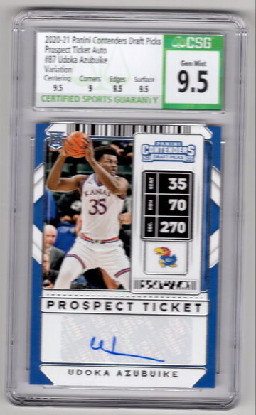 2020-21 Paninin Contenders Draft Picks Udoka Azubuike Auto Kansas Jayhawks Green CSG 9.5 now a 10