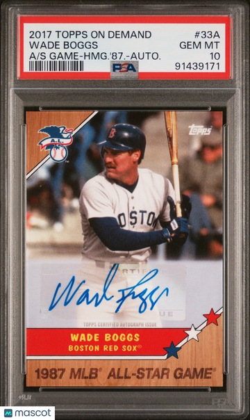 2017 Topps On Demand All-Star Game-Homage To '87 Wade Boggs #33A HMG. '87. Autograph PSA 10