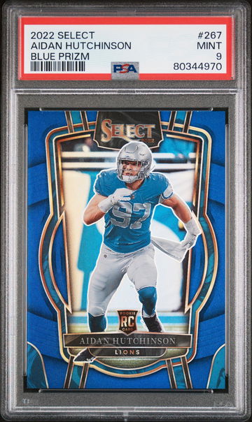 2022 Panini Select Club Level Blue Prizm Aidan Hutchinson #267 /99 PSA 9