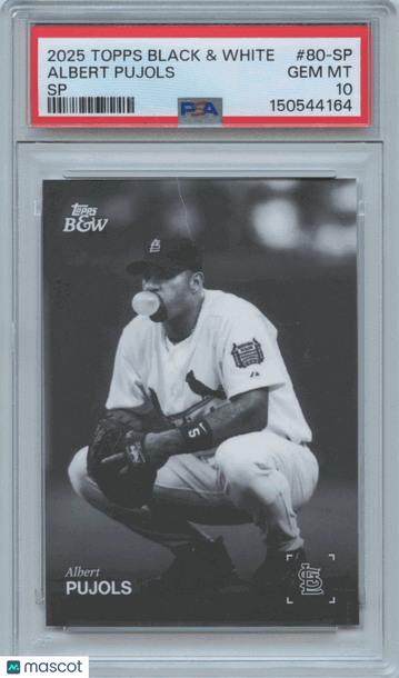 2025 Topps Black & White Albert Pujols #80-SP Sp Image Variation Parallel/Variety Base Set PSA 10