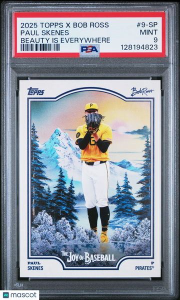 2025 Topps X Bob Ross The Joy Of Baseball Paul Skenes #9-SP Beauty Is Everywhere PSA 9