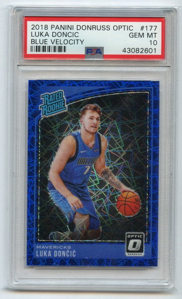 LUKA DONCIC 2018 DONRUSS OPTIC Blue Velocity PRIZM  Rookie #177 PSA 10 X2601