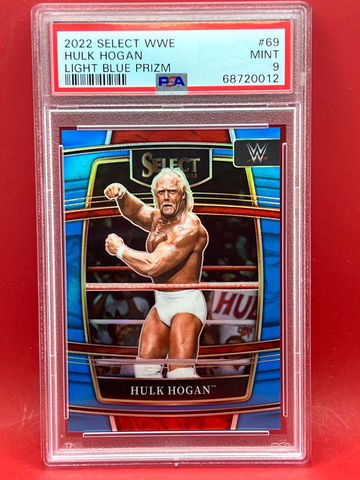 2022 SELECT WWE HULK HOGAN #69 LIGHT BLUE PRIZM 038/299 PSA 9