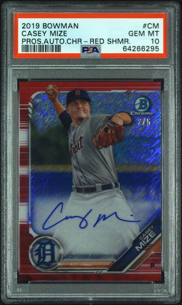2019 BOWMAN Casey Mize AUTO RED SHIMMER PSA 10
