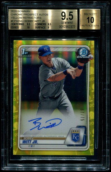 2020 Bowman Chrome Yellow Refractor Bobby Witt Jr /75