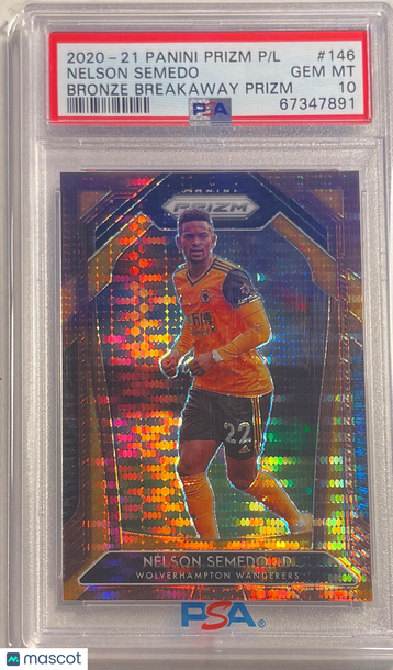 2020 Panini Prizm Premier League Nelson Semedo #146 Bronze Breakaway PSA 10
