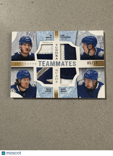 2021 Upper Deck Artifacts Elias Pettersson Quinn Hughes Brock Boeser Bo Horvat #T4-VAN Patch Game-Used