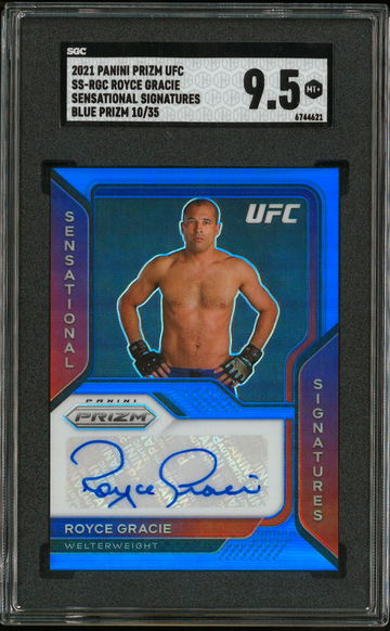 2021 Prizm UFC Royce Gracie Sensational Signatures Blue /35 SGC 9.5