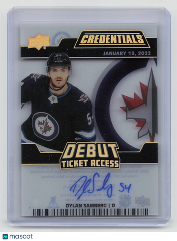 47/99 2023 Upper Deck Credentials Debut Ticket Access Dylan Samberg #DTA-DS Rookie