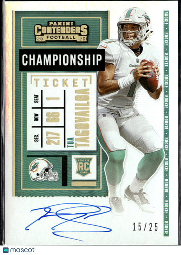 2020 Panini Contenders Football Championship Ticket Tua Tagovailoa #103 /25 RC