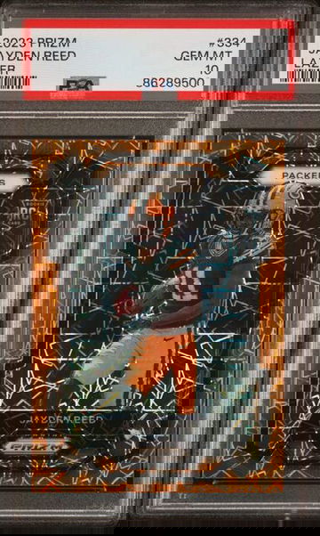 🔥2023 Panini Prizm Jayden Reed #334 Orange Lazer Prizm Rookie RC Packers PSA 10