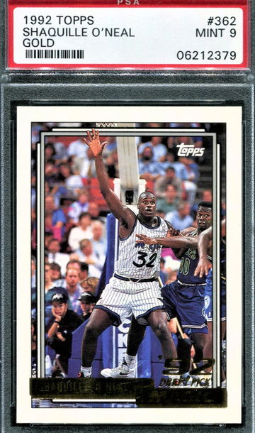 1992 Topps Gold #362  Shaquille O'Neal  RC  HOF  PSA 9
