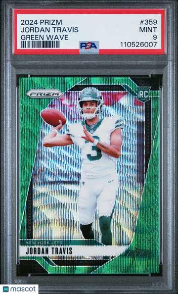 Jordan Travis 2024 Panini Prizm #359-Green Wave PSA 9