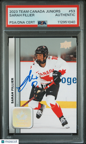 2023-24 Upper Deck Team Canada Juniors Sarah Fillier #53 PSA A Auto A