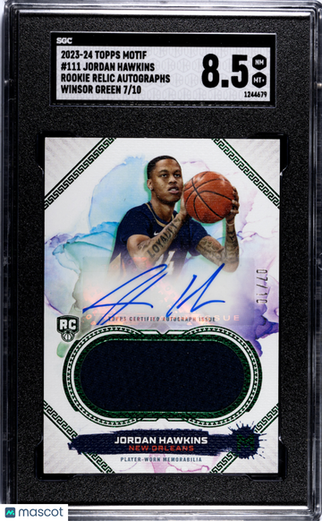 2023 Topps Motif Jordan Hawkins #111 Rookie Relic Autos. Winsor Green SGC 8.5